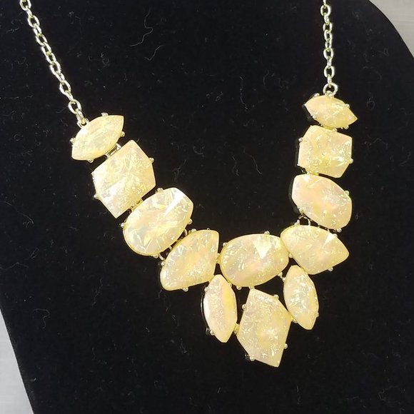 Fun and Funky Lemon Yellow Irridescent Costume Necklace - Picture 1 of 12